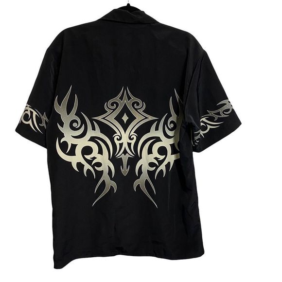 Vintage No Boundaries y2k black button up chrome Guy Fieri Vibes Shirt-Small - Picture 2 of 10